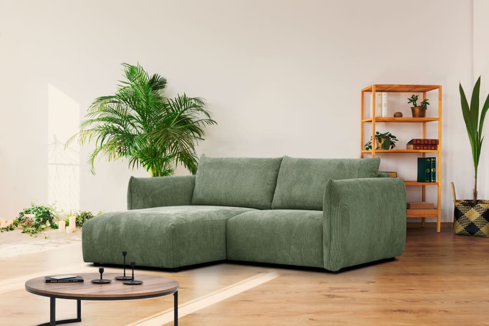 Canapé d'angle gauche 3 places tissu vert olive - Maisons du Monde