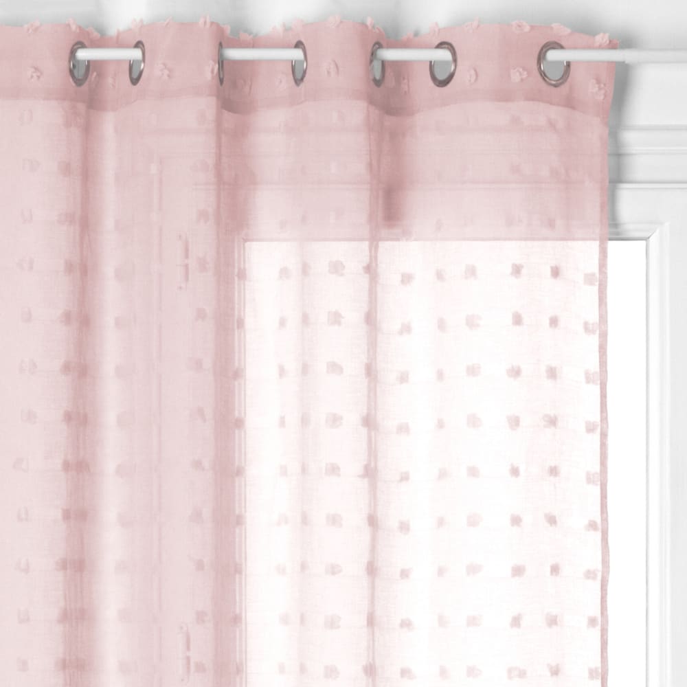 Voilage enfant petits pompons polyester rose clair 140x240 cm
