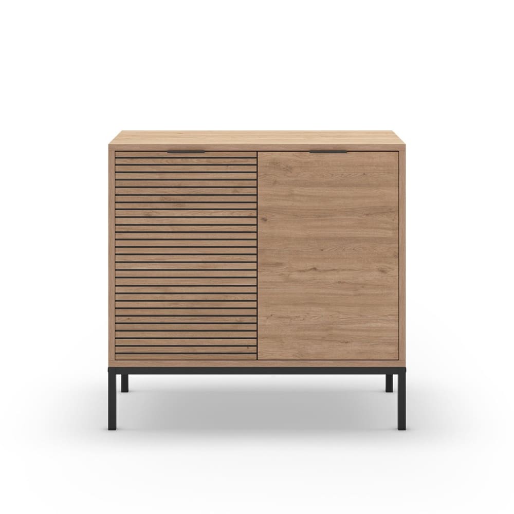 Calicosy Buffet 2 portes avec pieds en métal - l80 cm - bois clair style contemporain Beige Panneau De Particules - 80x80x40cm