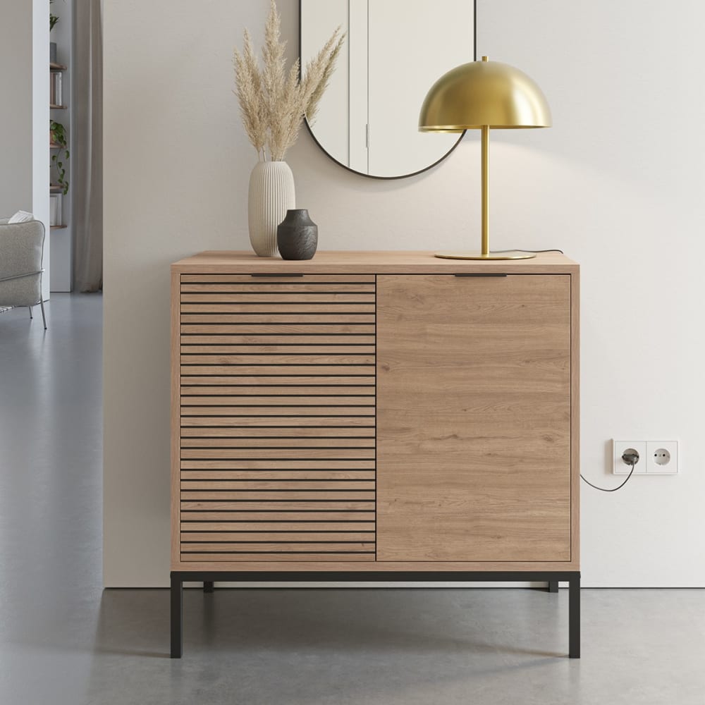 Buffet 2 portes avec pieds en métal - l80 cm - bois clair - Maisons du Monde