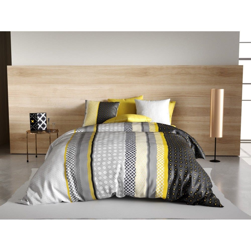 Parure de couette 100% coton 57 fils imprimée 240x220cm 2 taies Parure de couette 100% coton 57 fils imprimée 240x220cm 2 taies