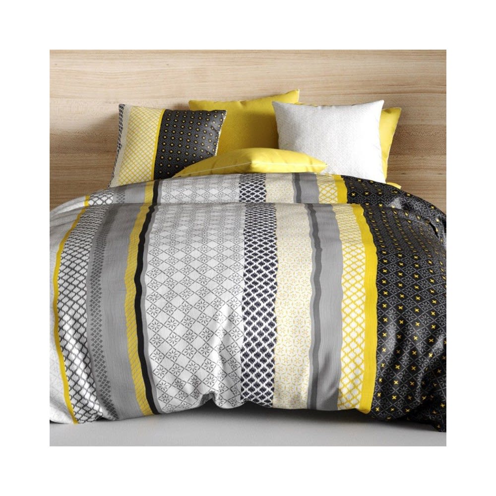 Parure de couette 100% coton 57 fils imprimée 240x220cm 2 taies - Maisons du Monde