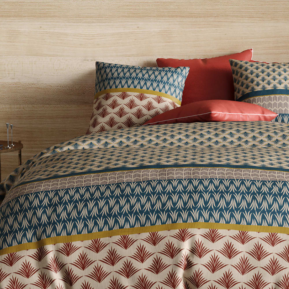 Parure housse de couette coton imprimée + taie 140x200 cm - Maisons du Monde