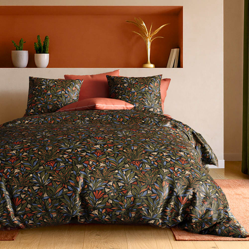 Parure housse de couette coton imprimée + taie 140x200 cm - Maisons du Monde
