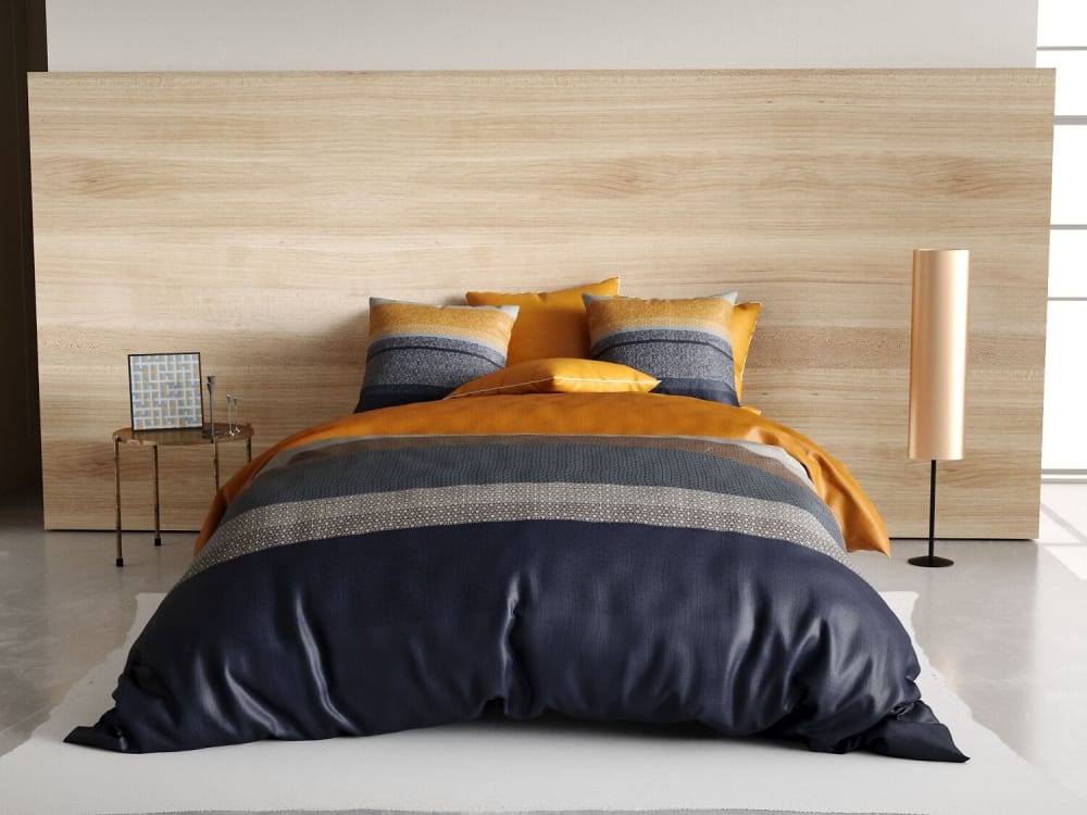 Parure housse de couette coton imprimée + 2 taies 240x220 cm