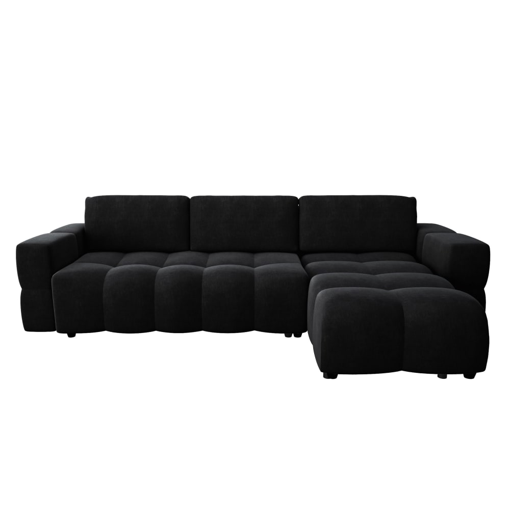 Canapé d'angle droit - places velours anthracite