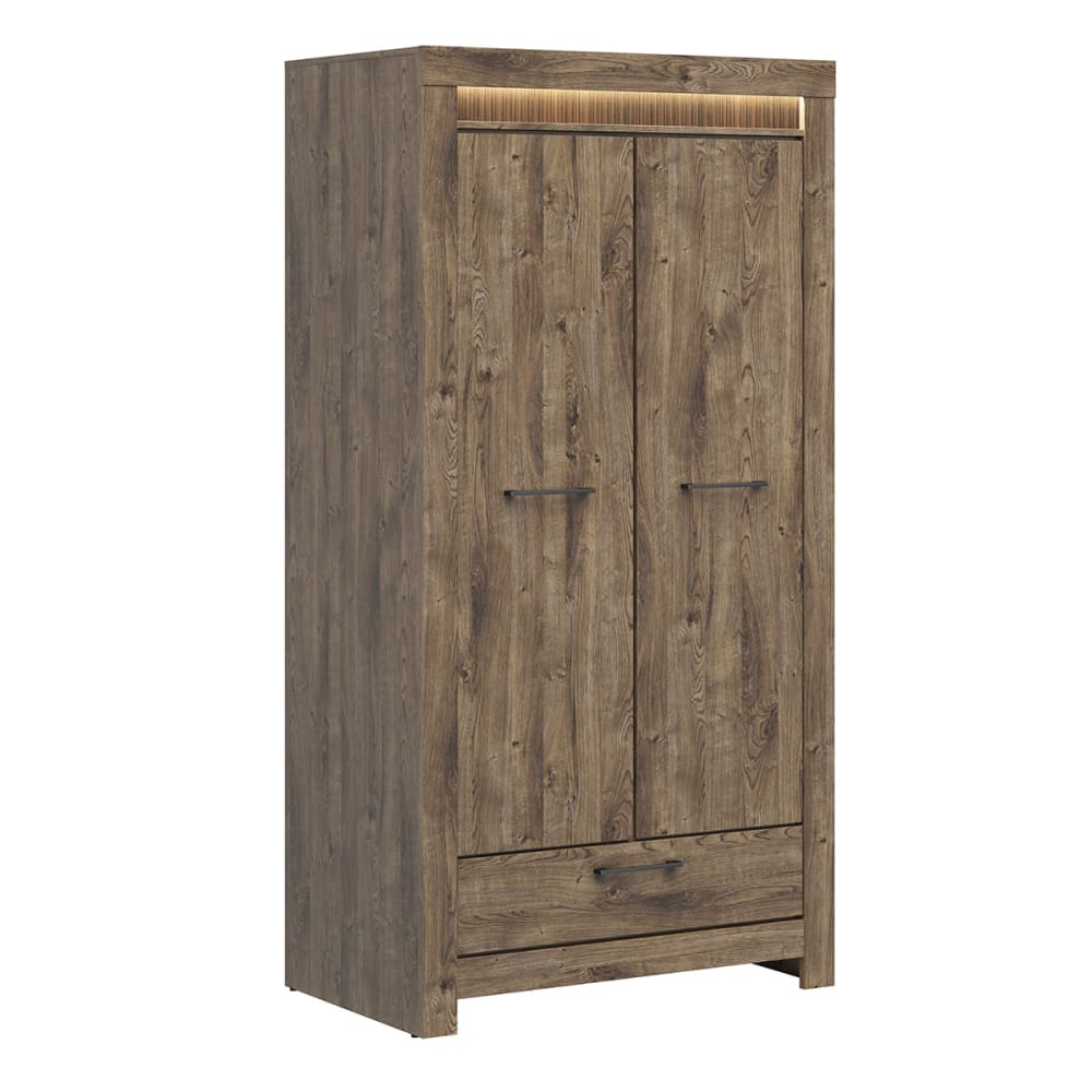 Petits meubles Schrank 2 Türen 1 Schublade inkl. LED MDF Holz Beige Spanplatte