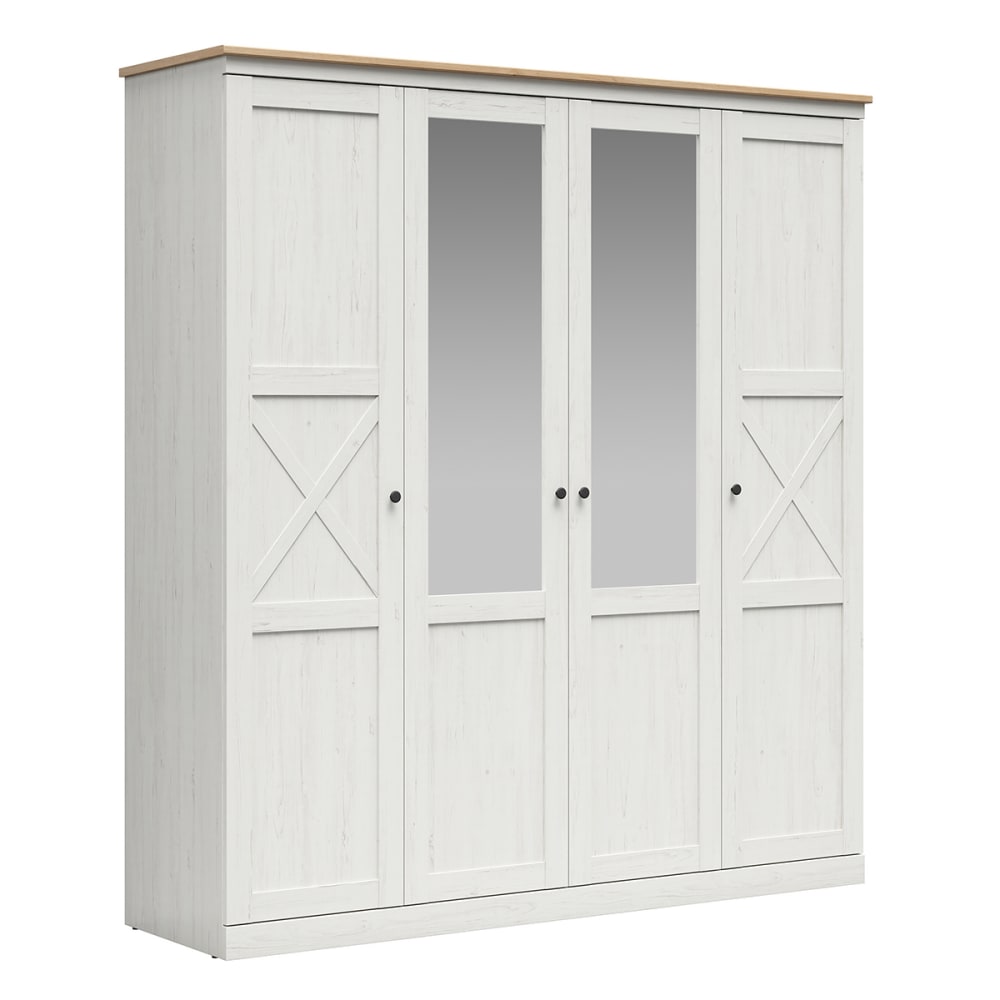 Armoire 4 portes stratifiés blanc et beige
