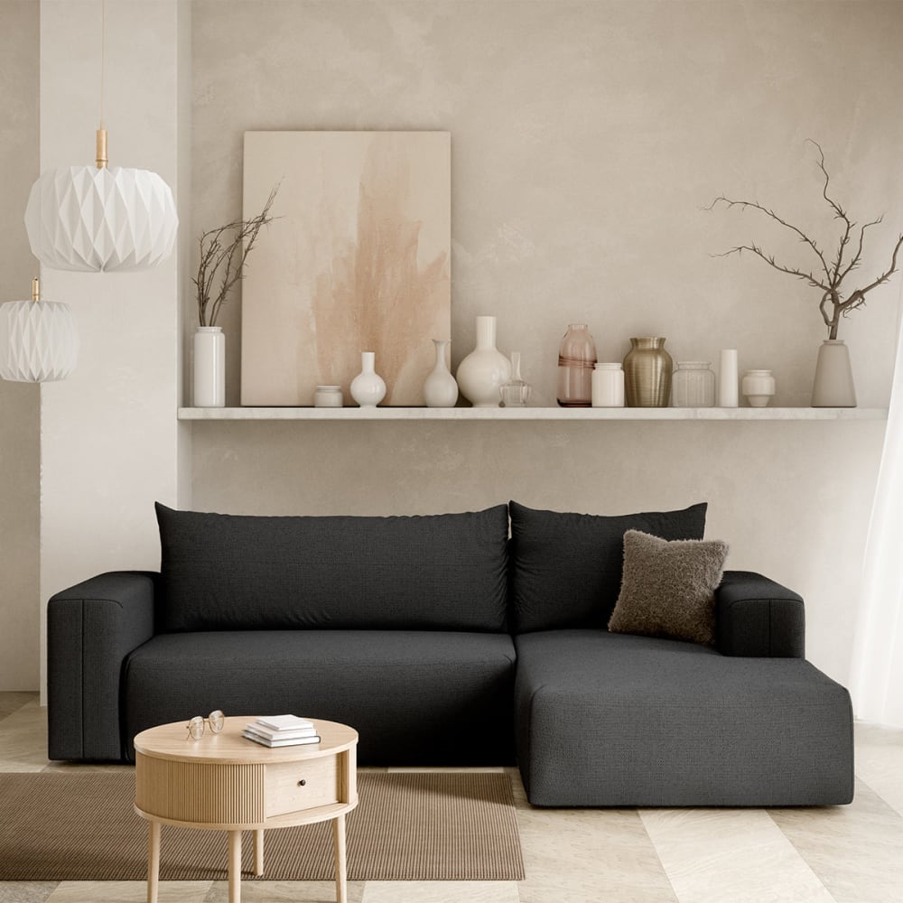 Petits meubles Canapé d'angle convertible droite bois de pin gris