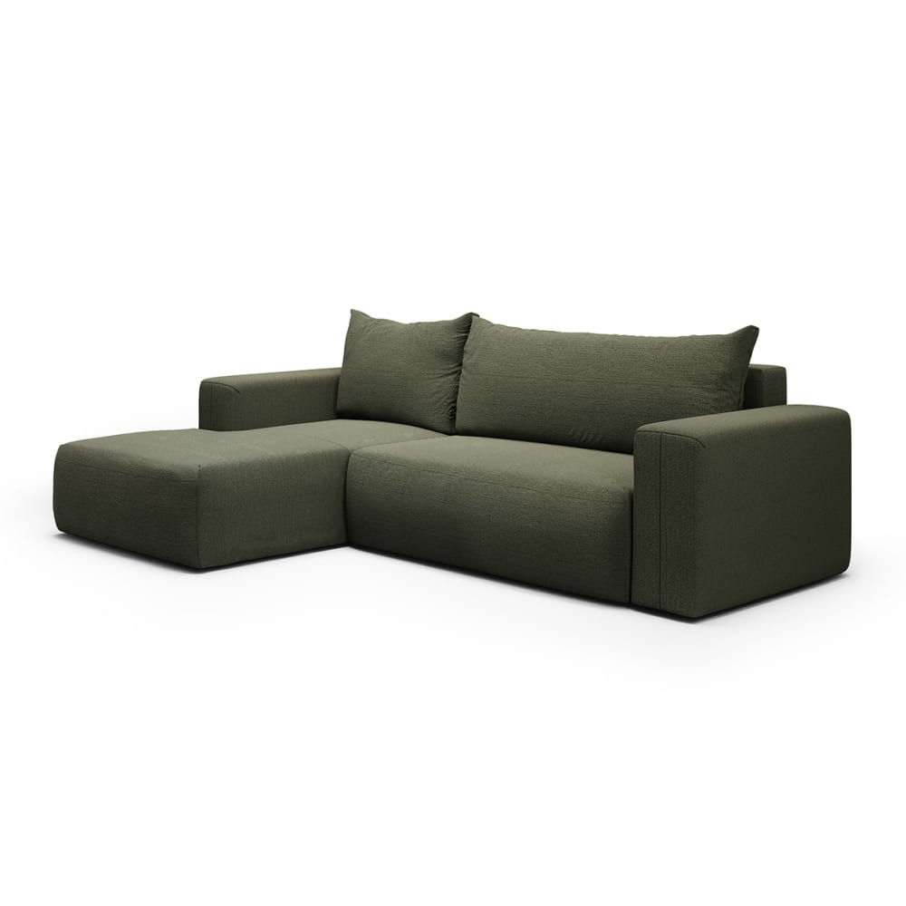 Canapé d'angle convertible gauche bois de pin vert - Maisons du Monde