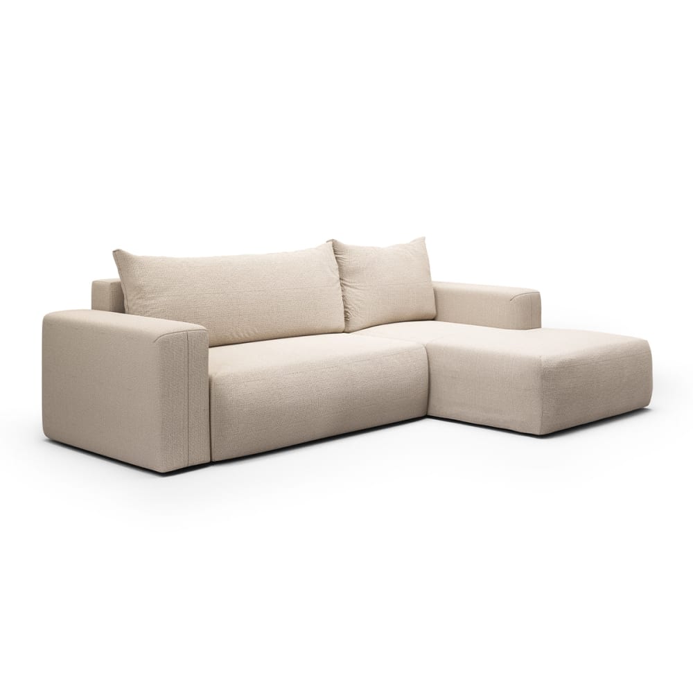 Canapé d'angle convertible droite bois de pin beige - Maisons du Monde