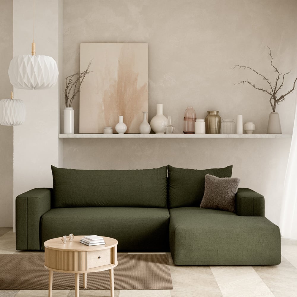 Petits meubles Canapé d'angle convertible droite bois de pin vert