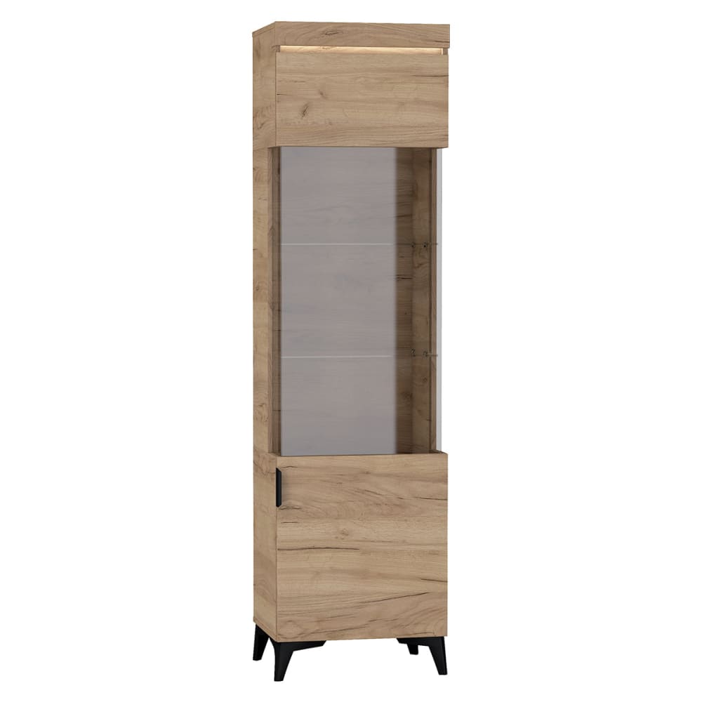 Petits meubles Vitrine 1 Tür LED inkl Laminierte Platten Holz Braun Spanplatte