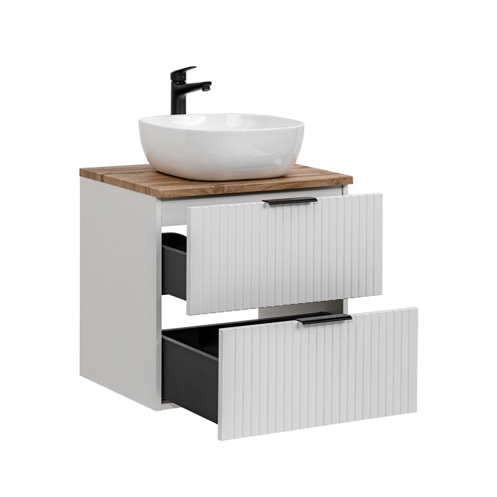 Meuble simple vasque 60cm panneaux mélaminé et mdf blanc - Maisons du Monde