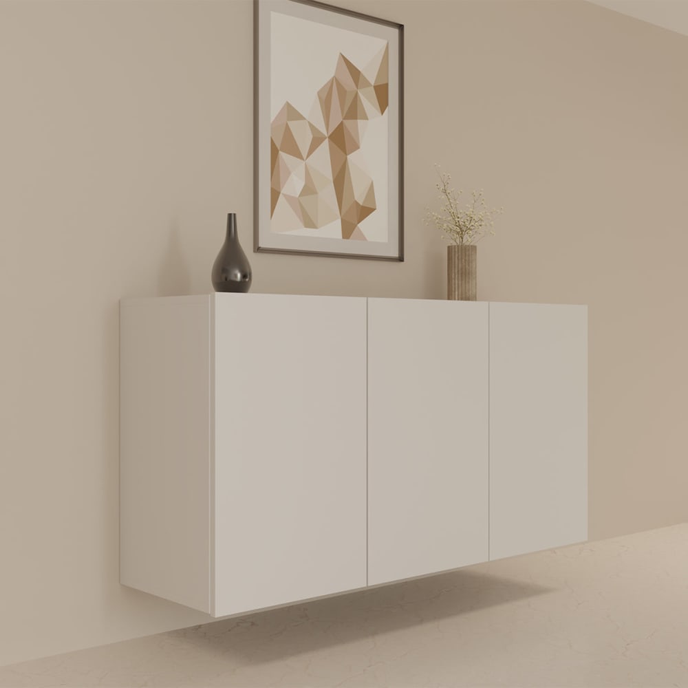 Buffet mural 3 portes panneaux agglomérés blanc - Maisons du Monde