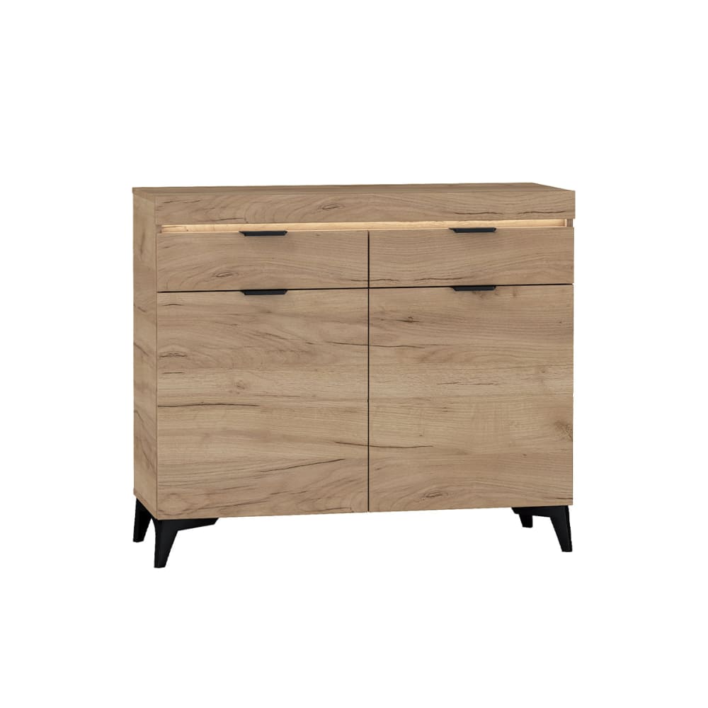 Petits meubles Sideboard 2 Türen 2 Schubladen inkl Laminierte Platten Holz Beige Spanplatte