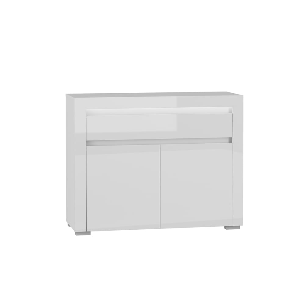 Buffet 2 portes 1 tiroir LED inclus stratifiés blanc