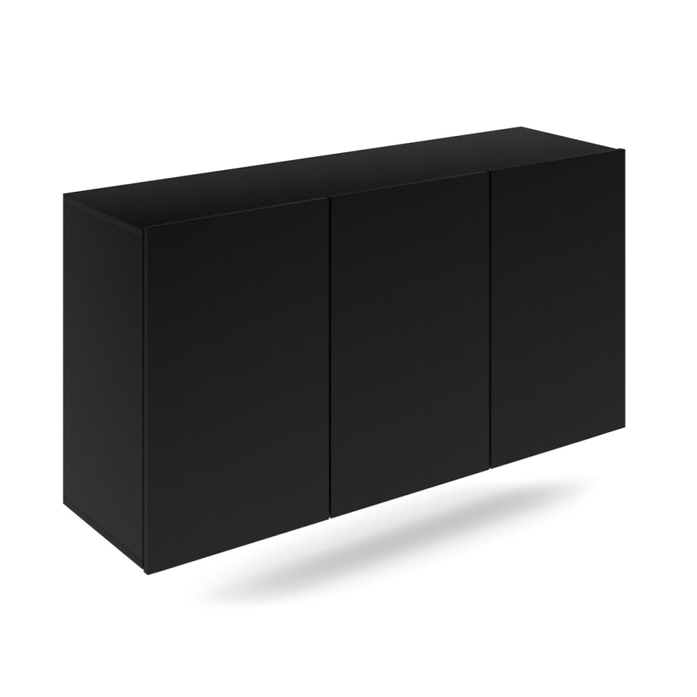 Petits meubles Wandhängende Anrichte mit 3 Türen Spanplatten Schwarz Schwarz Spanplatte