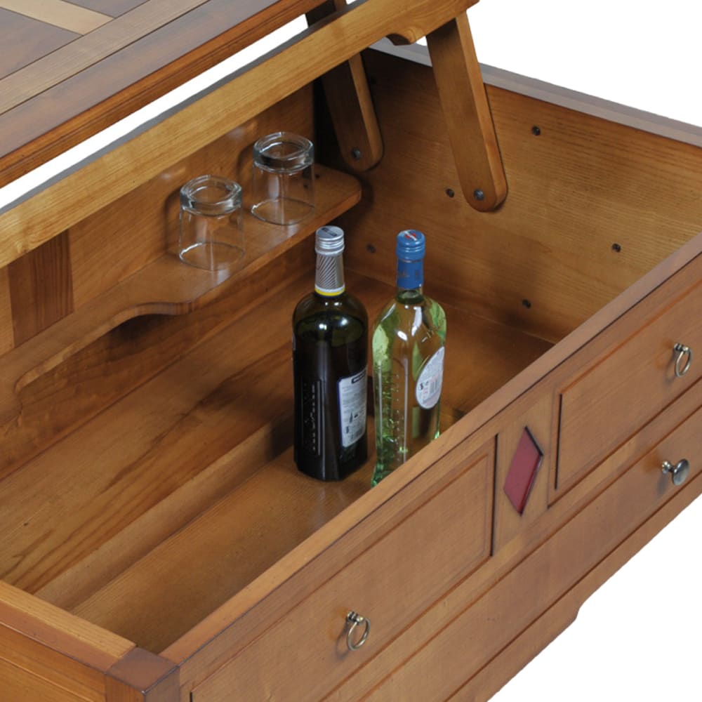 Table basse relevable dînatoire en merisier massif