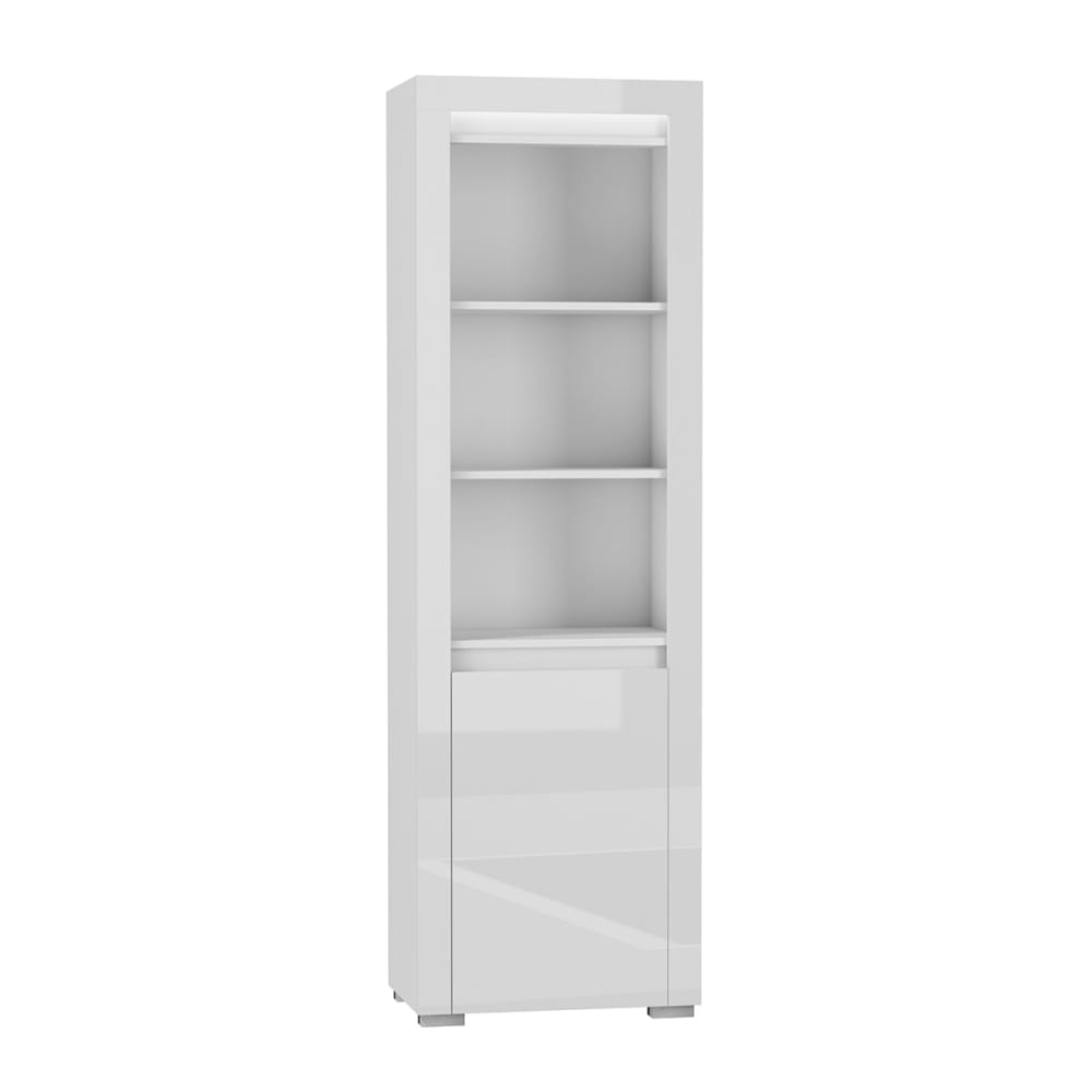 Petits meubles Bücherregal 1 Tür inkl. LED Laminierte Platten Weiß Weiß Spanplatte