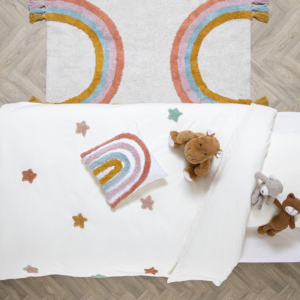 Parure de lit étoiles tuftées coton blanc 140x200 cm