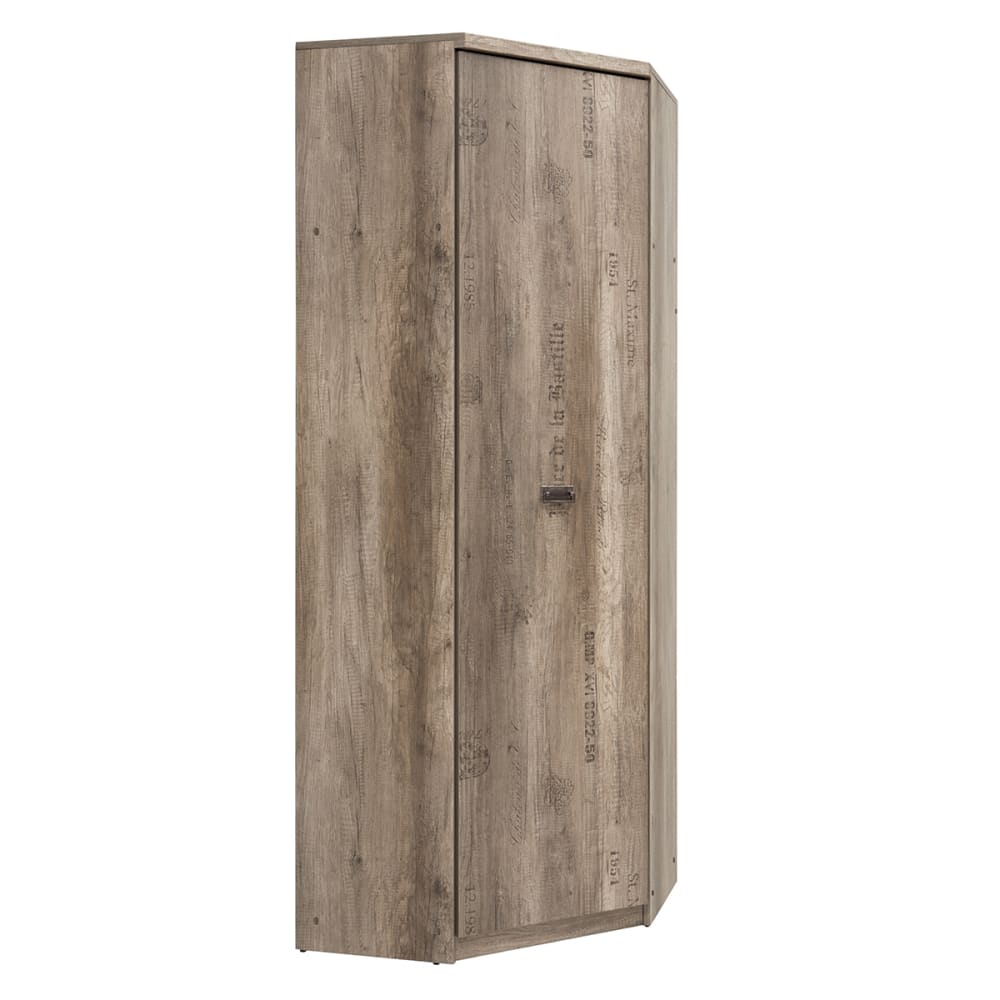 Armoire d'angle 1 porte stratifiés beige et gris