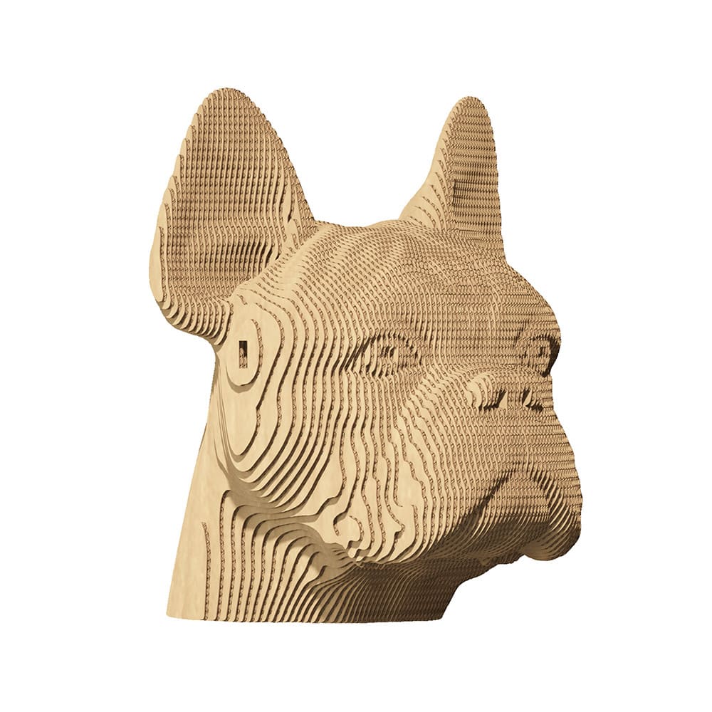 Puzzle 3d bulldog en carton naturel