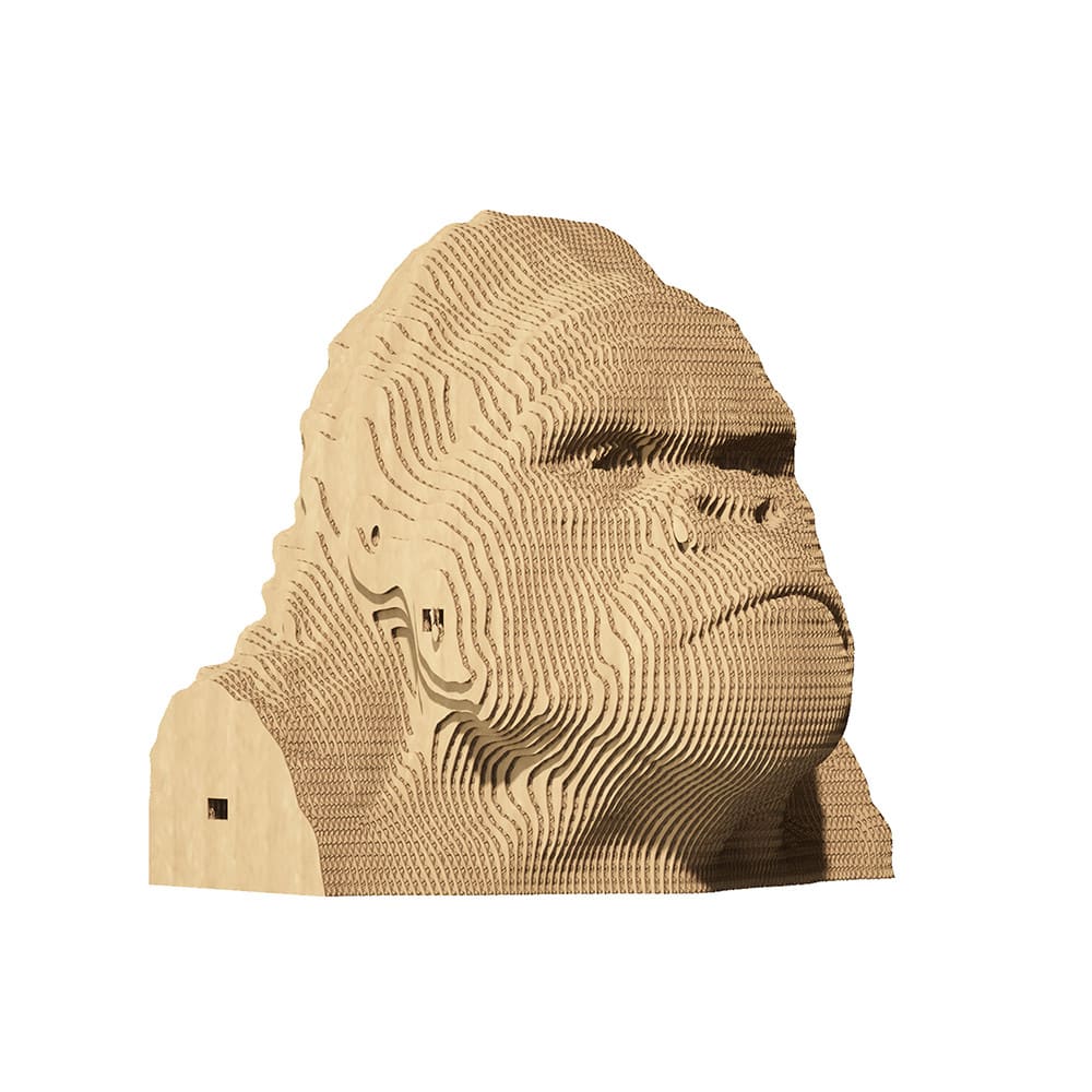 Cartonic Puzzle 3d gorille en carton naturel style contemporain Marron Carton - 15x14x15cm
