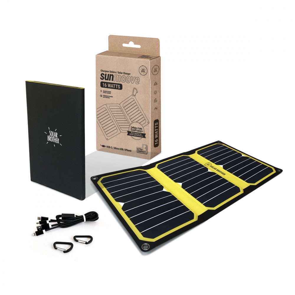 Chargeur solaire sunmoove 16w en plastique jaune