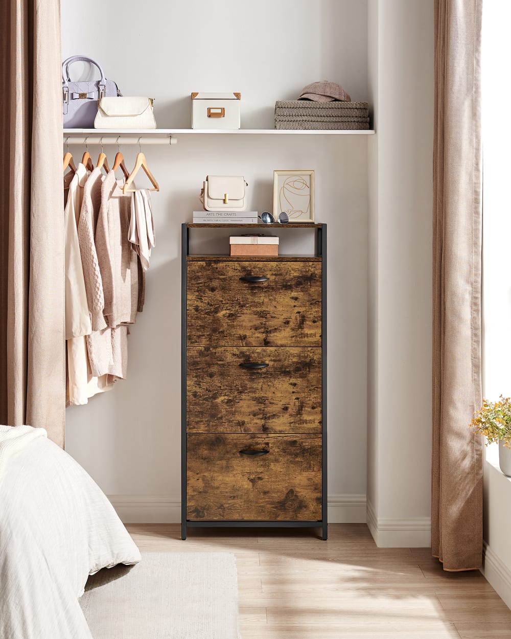 Armoire à chaussures pour 12-18 paires de chaussures Marron Rustique