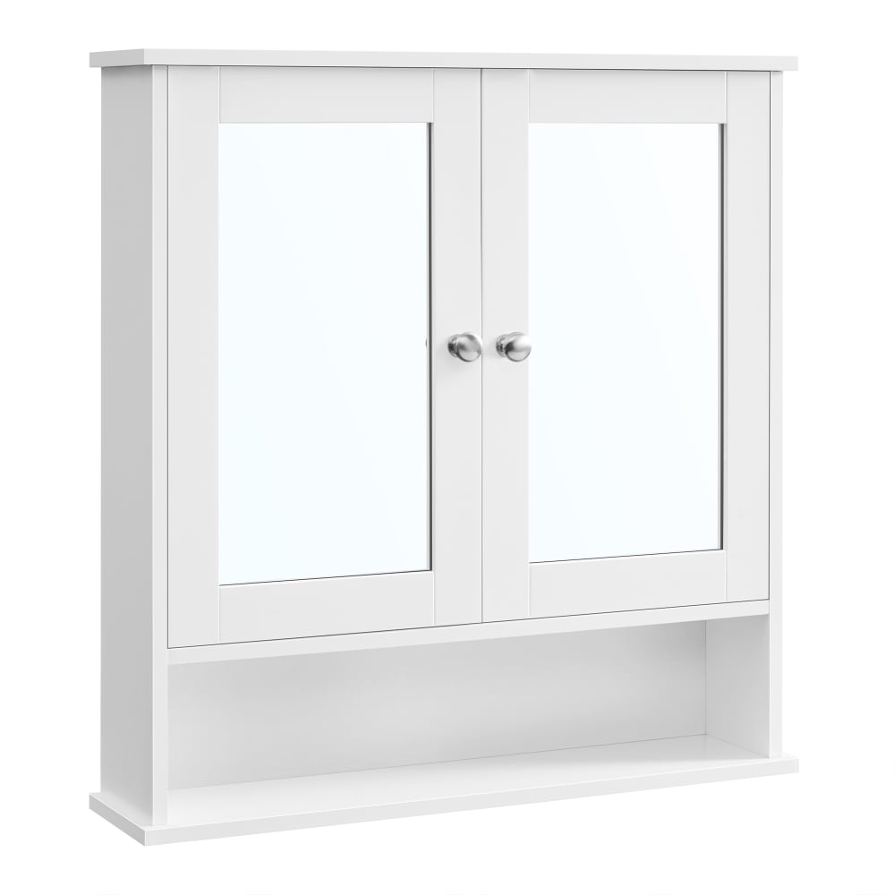 Armoire murale salle de bain avec 2 portes effet bois blanc