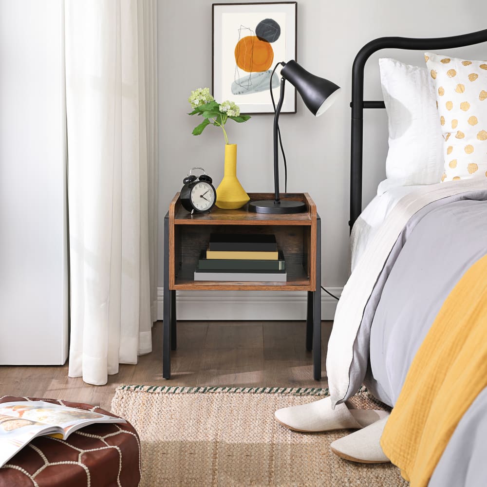 Table de chevet empilable avec compartiment de rangement ouvert marron - Maisons du Monde