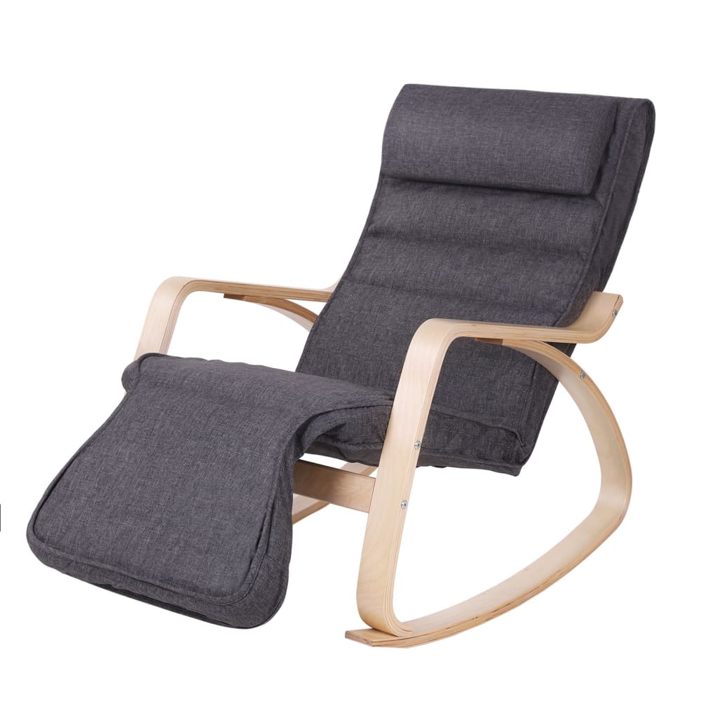 Fauteuil à bascule moderne tissu bois gris foncé — Beyit