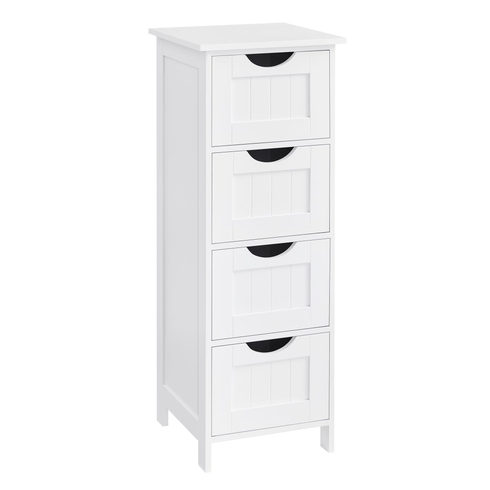 Meuble salle de bain rangement avec 4 tiroirs effet bois blanc
