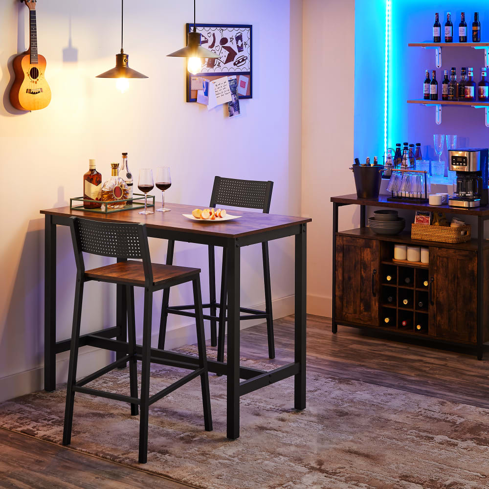 Ensembles de 2 tabourets de bar pour cuisine salle marron et noir - Maisons du Monde