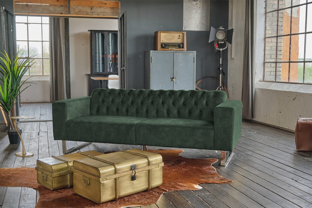 3-Sitzer Sofa aus Velvet, moosgrün - Maisons Du Monde
