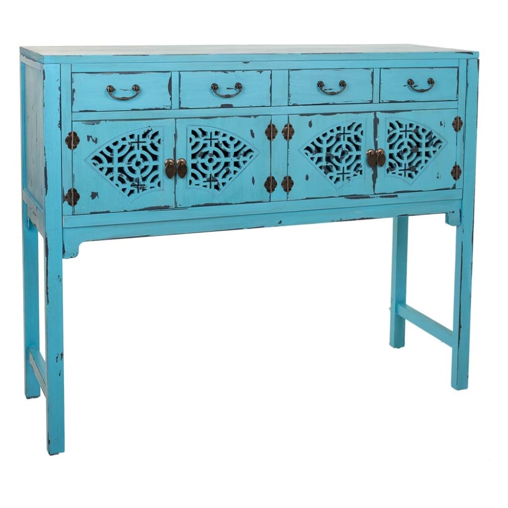 Console en bois bleu 120x40x102h