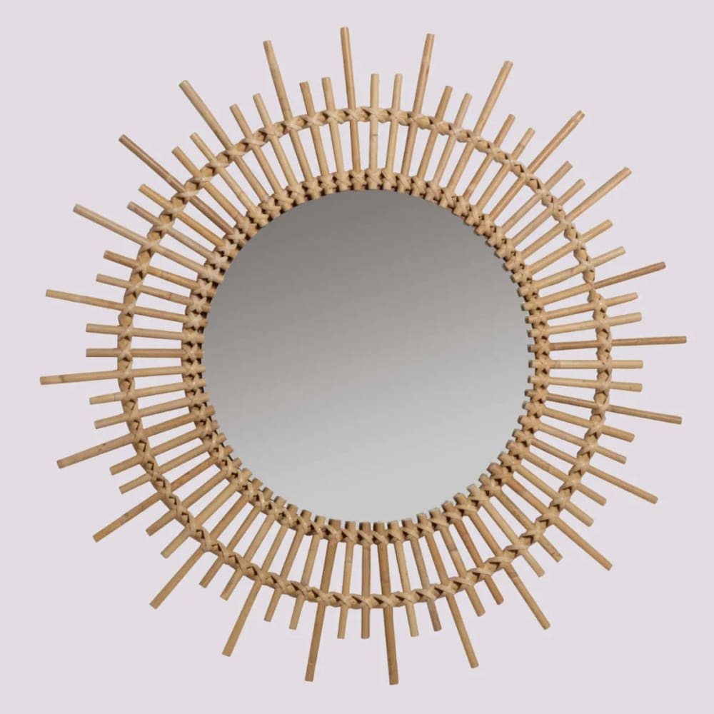 Miroir en rotin beige D80
