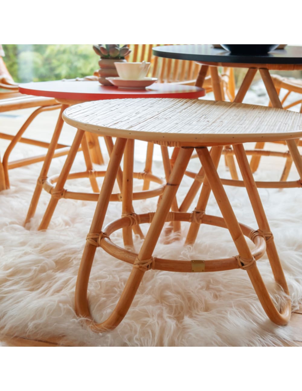 Table basse gigogne en rotin d50