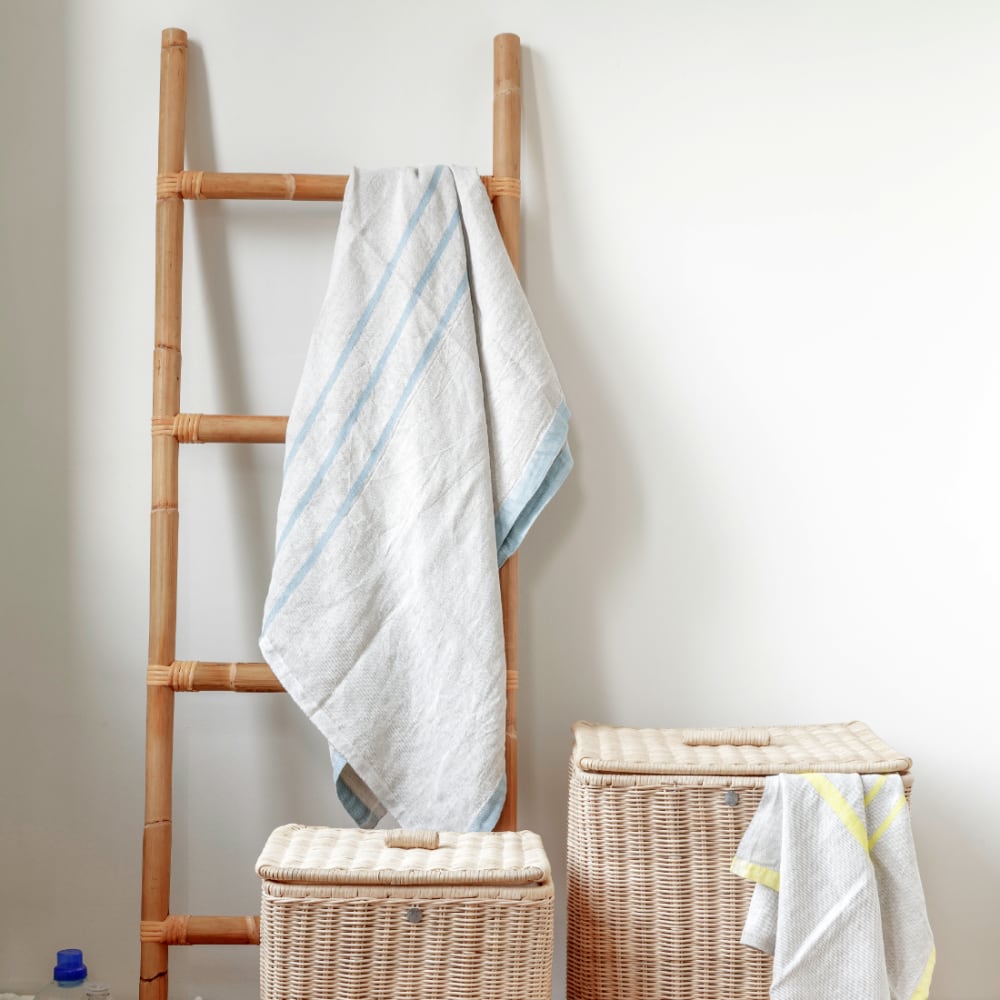 Porte-serviette échelle en rotin beige