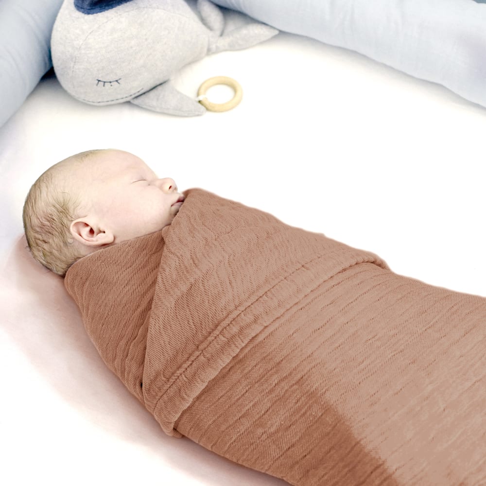 Couverture bébé coton– mousseline respirante caramel 80x80cm (Nordic Coast) - Image 1