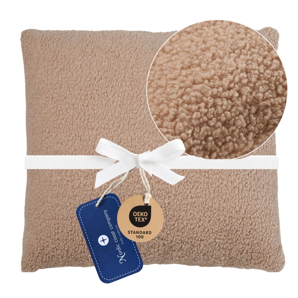 Coussin Bouclé Teddy – confort doux, beige 50x50, made in Europe