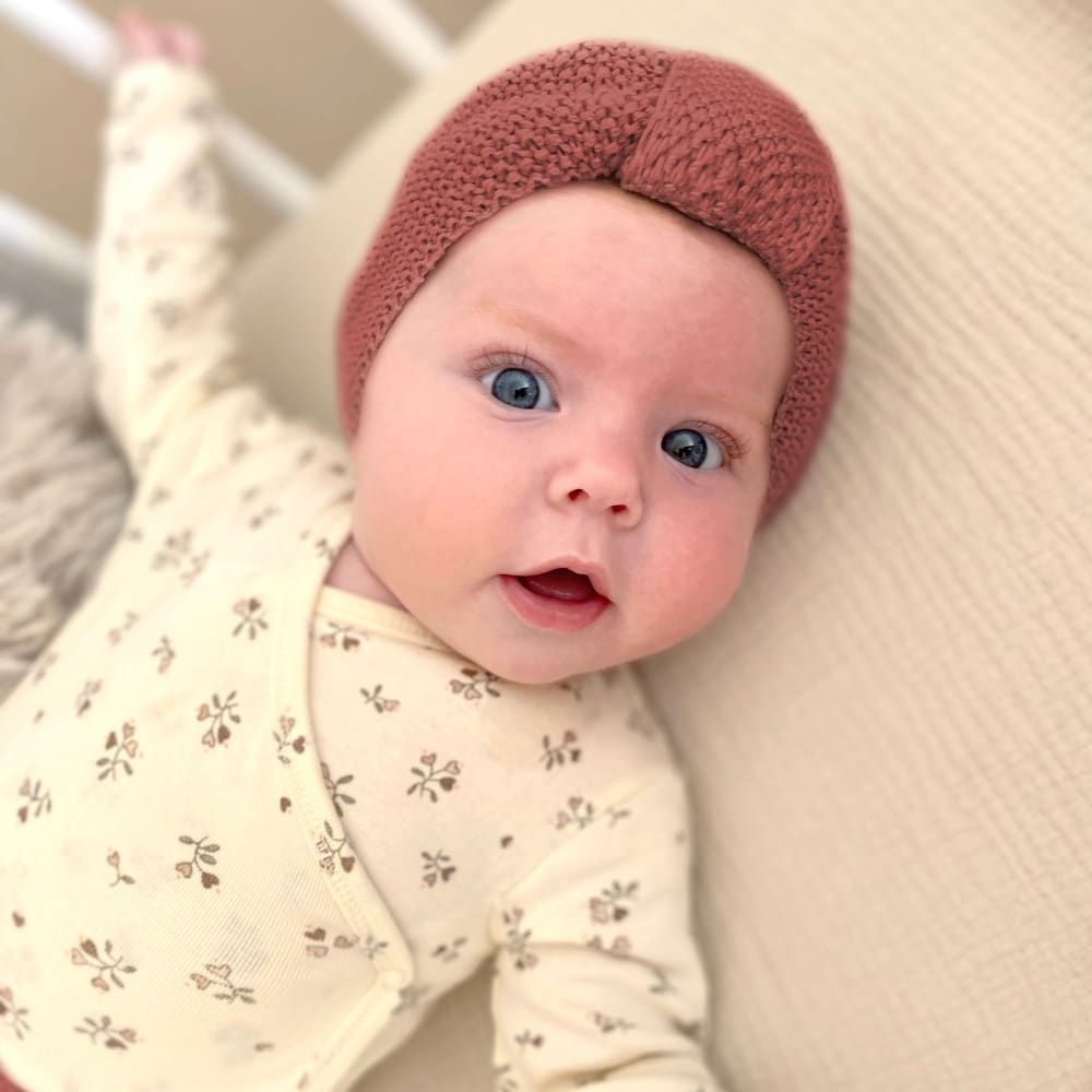 Bonnet naissance respirant, turban bébé, coton cuivre 6-12 m. Lot de 2 (Nordic Coast) - Image 3