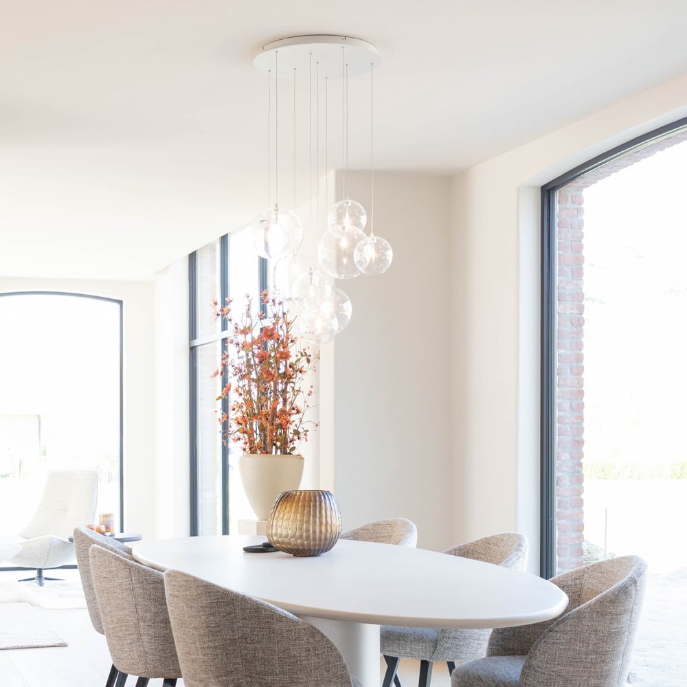 Verre transparente de lampe suspendue et en hauteur blanc 180 cm — vue 3