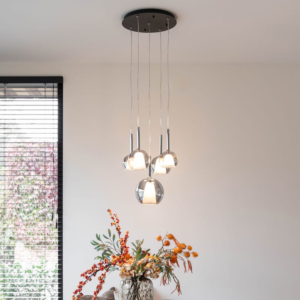 Lampe suspendue métal gris - 5 ampoules — vue 4