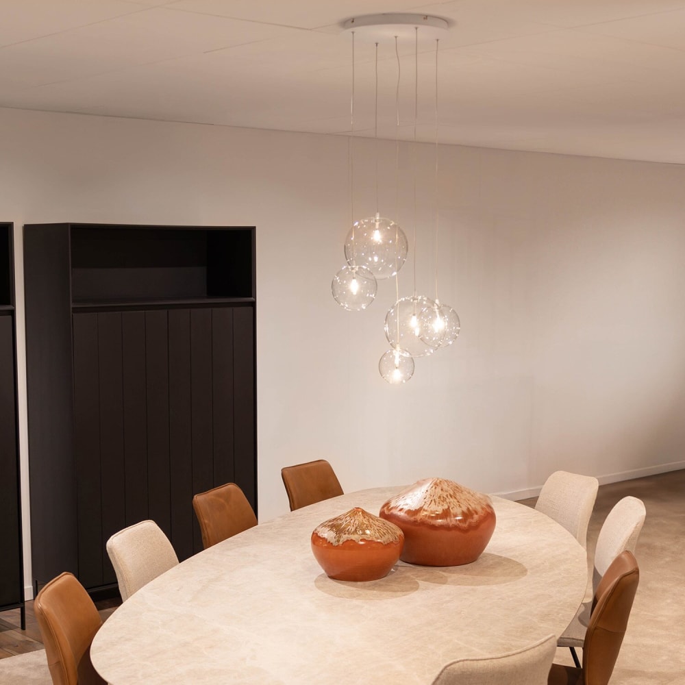 Lampe à lampe suspendue en noir h140cm en métal et verre — vue 3