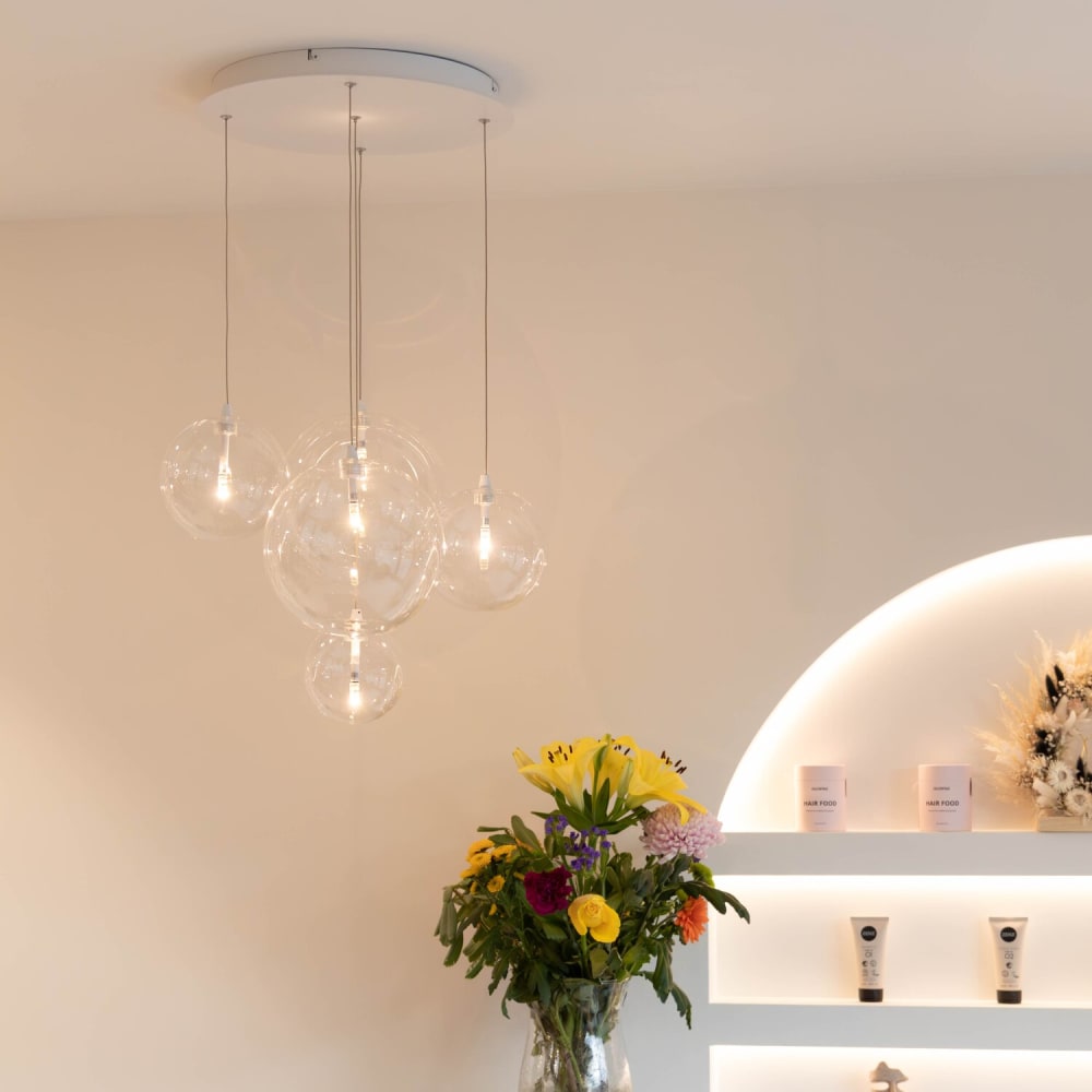 Lampe à lampe suspendue en noir h140cm en métal et verre — vue 4