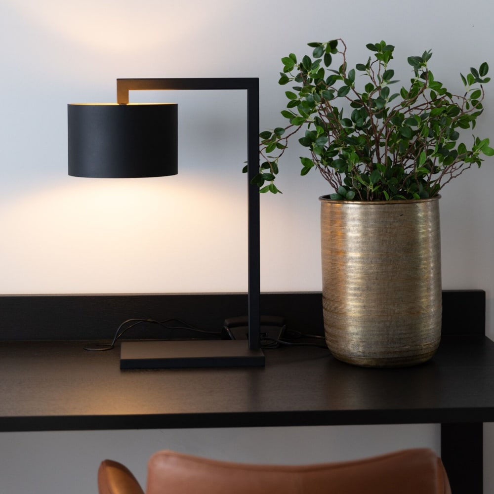 Lampe de table noir et or en métal - 40x23x60 — vue 3