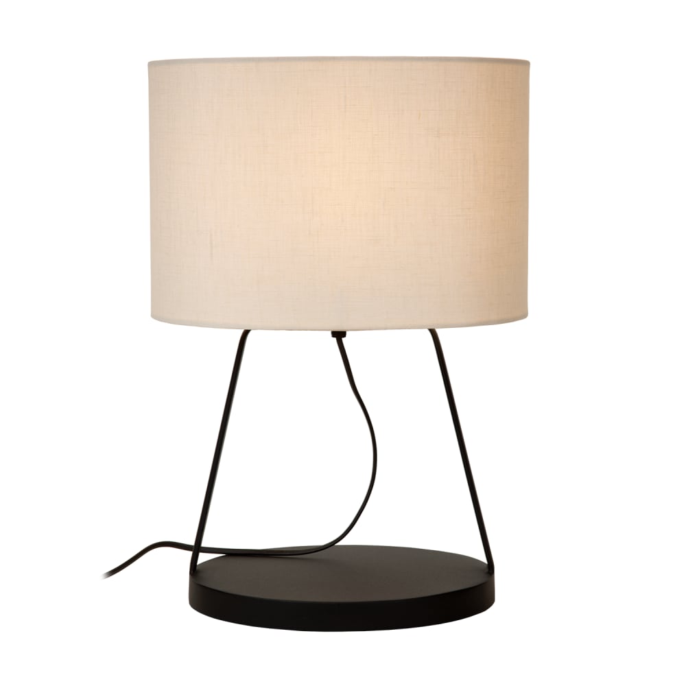 Lampe de table en métal noir avec abat-jour blanc