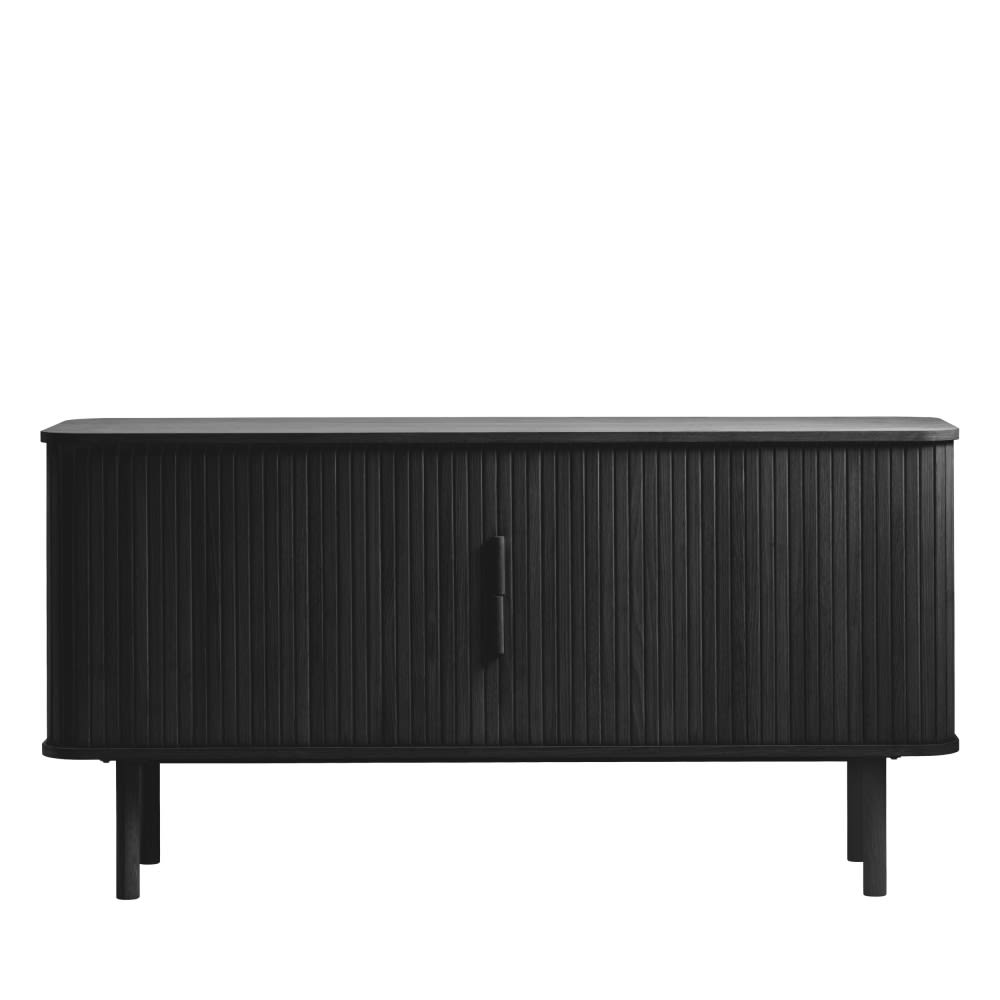 Buffet aux portes coulissantes en bois strié L160cm - Noir